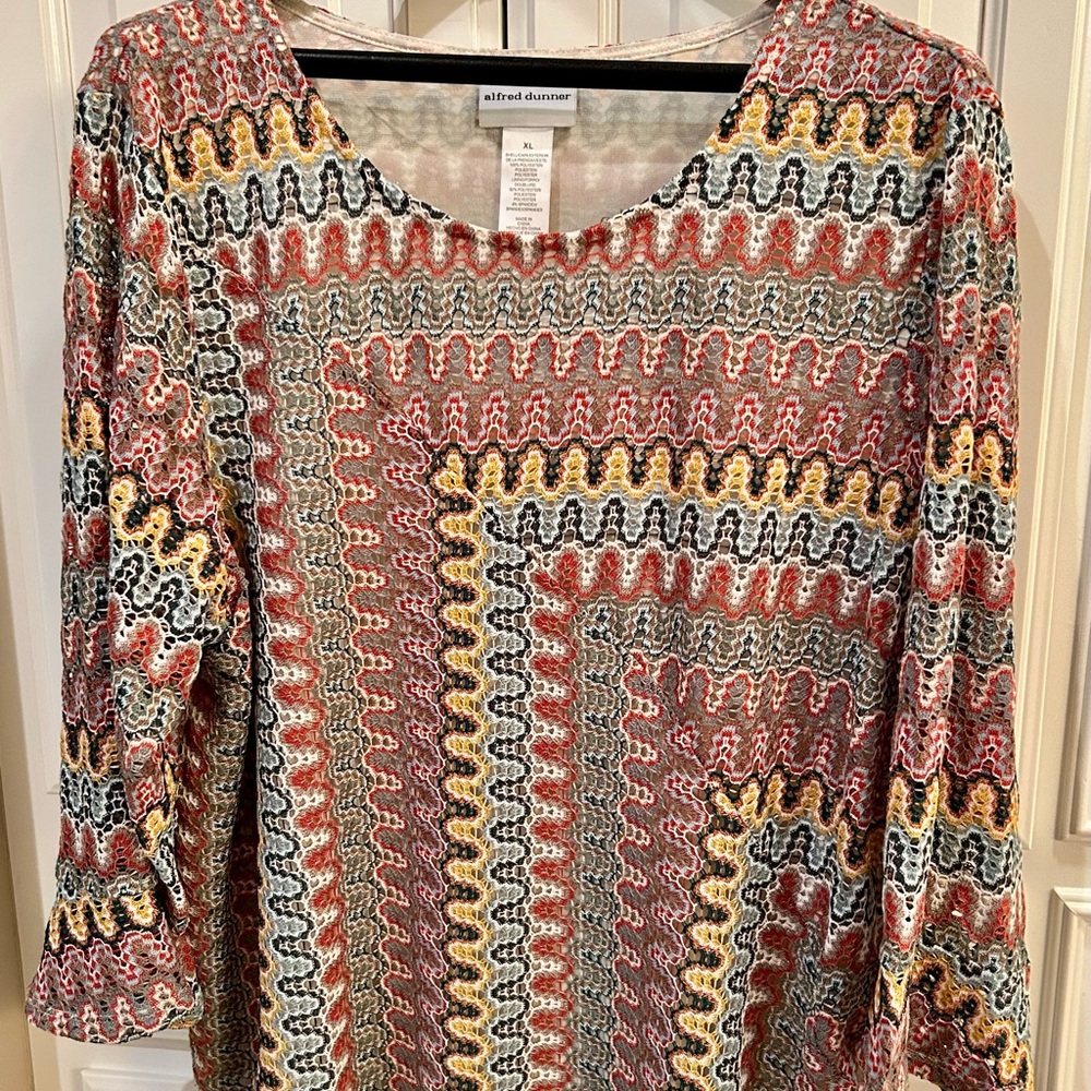 Alfred Dunner Zigzag Patterned Women's Blouse